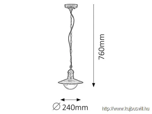 RÁBALUX 8737 Oslo,függ.E27 60W,H76cm,antik arany,IP44