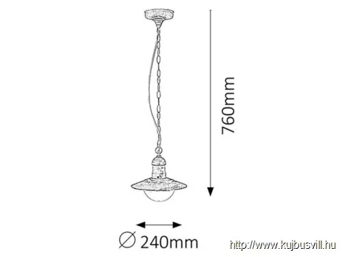 KIFUTÓ RÁBALUX 8740 Oslo,függ.E27 60W,H76cm,antik fehér,IP44