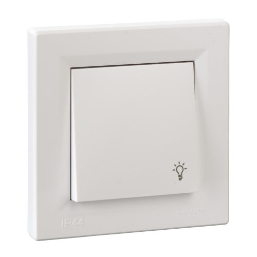EPH0900221 ASFORA Egypólusú nyomó, lámpajel - IP44, kerettel, fehér