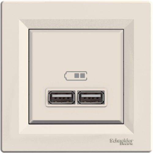 EPH2700223 ASFORA Dupla USB töltő, 2.1A, A+A, bézs
