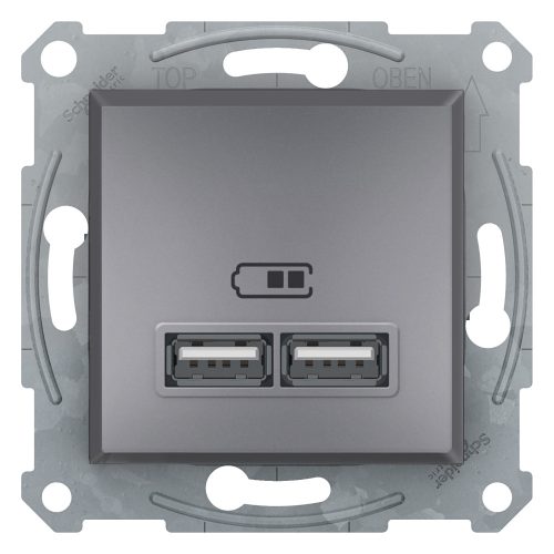 ASFORA Dupla USB töltő, 2.1A, A+A, acél EPH2700262