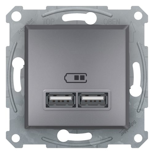 EPH2700262 ASFORA Dupla USB töltő, 2.1A, A+A, acél