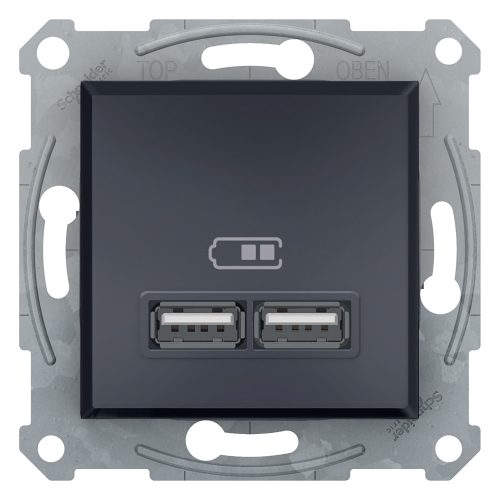 ASFORA Dupla USB töltő, 2.1A, A+A, antracit EPH2700271