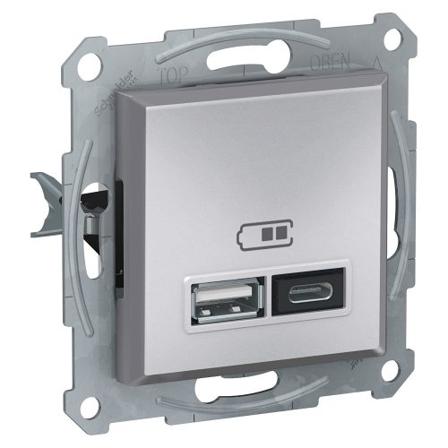 EPH2700361 ASFORA Dupla USB töltő, 2.4A, A+C, alu