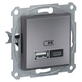 EPH2700362 ASFORA Dupla USB töltő, 2.4A, A+C, acél
