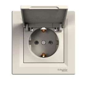   SCHNEIDER EPH3100123 ASFORA 2P+F csatlakozóaljzat, csapfedeles, csavaros, kerettel, bézs