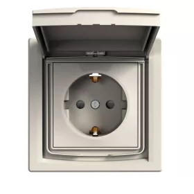   SCHNEIDER EPH3100323 ASFORA 2P+F csatlakozóaljzat, biztonsági zsalu, csapfedeles - IP44, kerettel, bézs