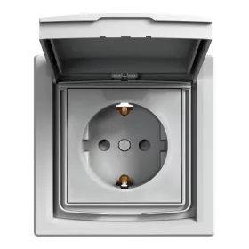   SCHNEIDER EPH3100361 ASFORA 2P+F csatlakozóaljzat, biztonsági zsalu, csapfedeles - IP44, kerettel, alumínium