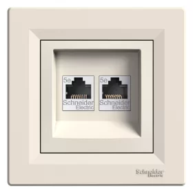 SCHNEIDER EPH4400123 ASFORA 2xRJ45 Cat5e UTP aljzat, bézs