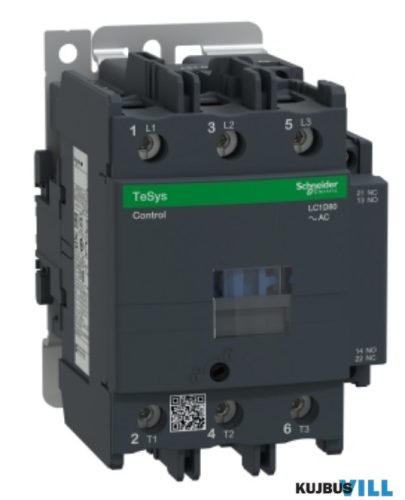 LC1D80B7 AC mágneskapcsoló, 37kW/80A (400V, AC3), csavaros csatlakozás, 1Z+1NY