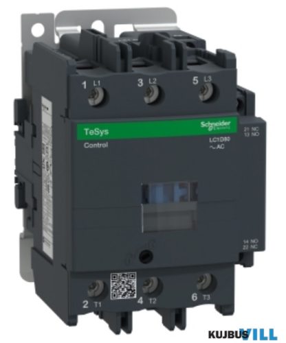 LC1D80P7 AC mágneskapcsoló, 37kW/80A (400V, AC3), csavaros csatlakozás, 1Z+1NY
