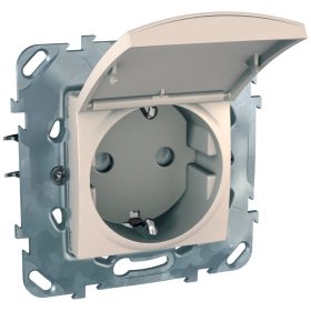   UNICA 2P+F csatlakozóaljzat, biztonsági zsaluval és csapfedéllel, csavaros bekötés, 16A, krém MGU50.037.25TAZ KIFUTÓ