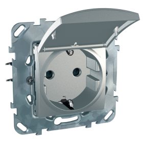   UNICA 2P+F csatlakozóaljzat, biztonsági zsaluval és csapfedéllel, csavaros bekötés, 16A, alumínium MGU50.037.30TAZ