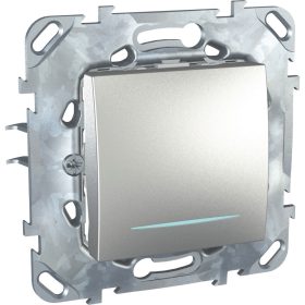   UNICA Egypólusú kapcsoló, kék jelzőfénnyel, rugós bekötés 10AX, alumínium MGU50.201.30NZ