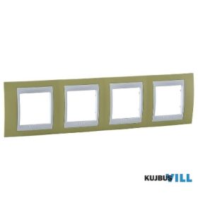   UNICA Plus négyes vízszintes keret, fehér betéttel, almazöld MGU6.008.863 KIFUTÓ
