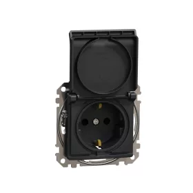   SCHNEIDER SDD114024 SEDNA 2P+F csatlakozóaljzat biztonsági zsaluval, csapófedeles, rugós bekötés, 16A, antracit