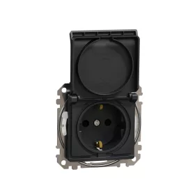   SCHNEIDER SDD214023 SEDNA 2P+F csatlakozóaljzat biztonsági zsaluval, csapófedeles, csavaros bekötés, 16A, IP44, antracit