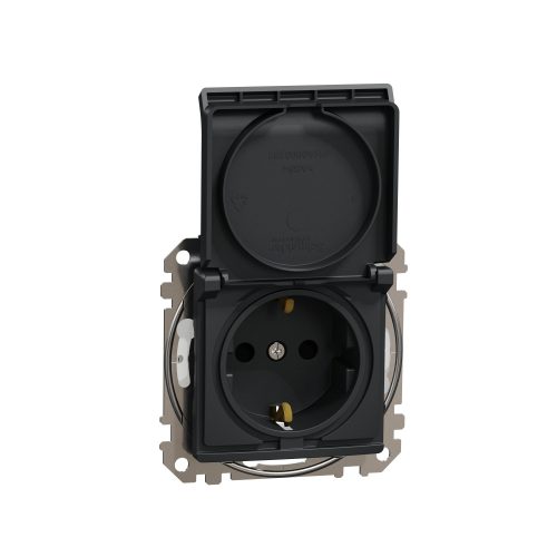 SDD214023 SEDNA 2P+F csatlakozóaljzat biztonsági zsaluval, csapófedeles, csavaros bekötés, 16A, IP44, antracit