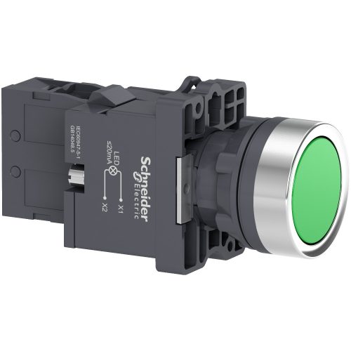 XA2EW33M1 Harmony Easy Series  Ø22 Világító nyomógomb, zöld, 220…230V AC, 1NO