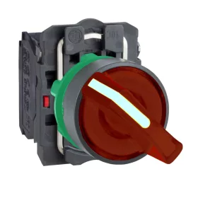   SCHNEIDER XB5AK124B5 Harmony komplett műanyag LED világító választókapcsoló, Ø22, 2 állású, 24 V, 1NO+1NC, piros
