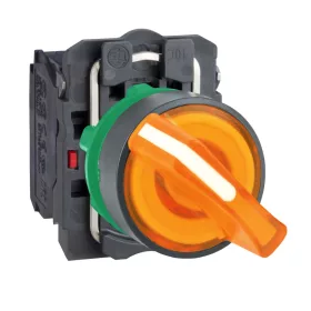   SCHNEIDER XB5AK125B5 Harmony komplett műanyag LED világító választókapcsoló, Ø22, 2 állású, 24 V, 1NO+1NC, narancs
