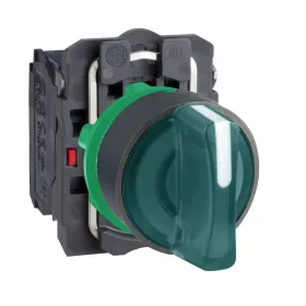   SCHNEIDER XB5AK133B5 Harmony komplett műanyag LED világító választókapcsoló, Ø22, 3 állású, 24 V, 1NO+1NC, zöld