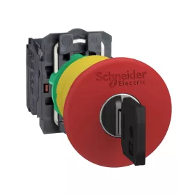   SCHNEIDER XB5AS9445 Harmony komplett műanyag Ø40 gombafejű vészgomb, Ø22, kulcsos kioldó, 1NC+1NO