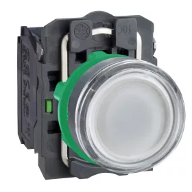   SCHNEIDER XB5AW31B5 Harmony komplett műanyag LED világító nyomógomb, Ø22, visszatérő, 1NO+1NC, 24VAC/DC, fehér