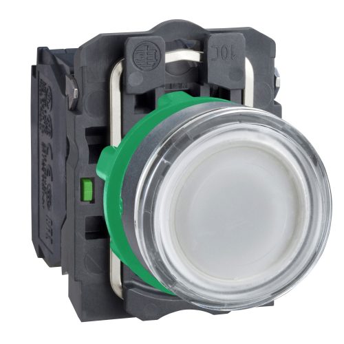 XB5AW31B5 Harmony komplett műanyag LED világító nyomógomb, Ø22, visszatérő, 1NO+1NC, 24VAC/DC, fehér