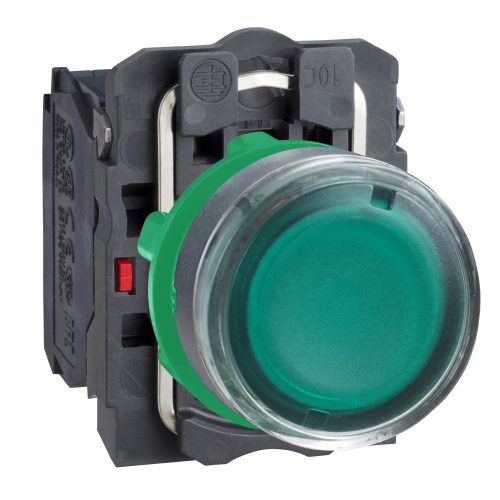 XB5AW33B5 Harmony komplett műanyag LED világító nyomógomb, Ø22, visszatérő, 1NO+1NC, 24VAC/DC, zöld