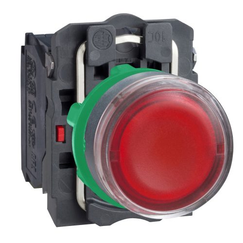 XB5AW34B1 Harmony komplett műanyag LED világító nyomógomb, Ø22, visszatérő, 1NO, 24VAC/DC, piros