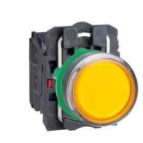  SCHNEIDER XB5AW35B5 Harmony komplett műanyag LED világító nyomógomb, Ø22, visszatérő, 1NO+1NC, 24VAC/DC, narancssárga