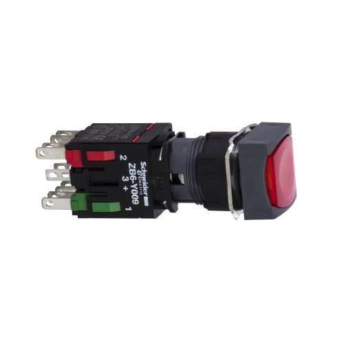XB6CW4B5B Harmony XB6 Ø16 komplett világító nyomógomb, négyzetes, piros NO+NC