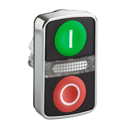ZB4BW7A3741 Harmony fém világító kettősfejű nyomógomb fej, Ø22, visszatérő, 1 zöld "I", 1 piros "O" nyomógomb