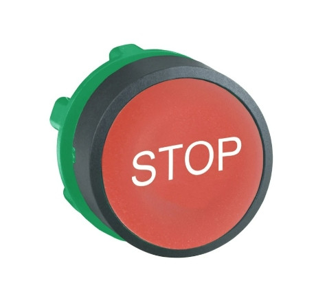 ZB5AA434 Harmony műanyag nyomógomb fej, Ø22, visszatérő, piros, "STOP"