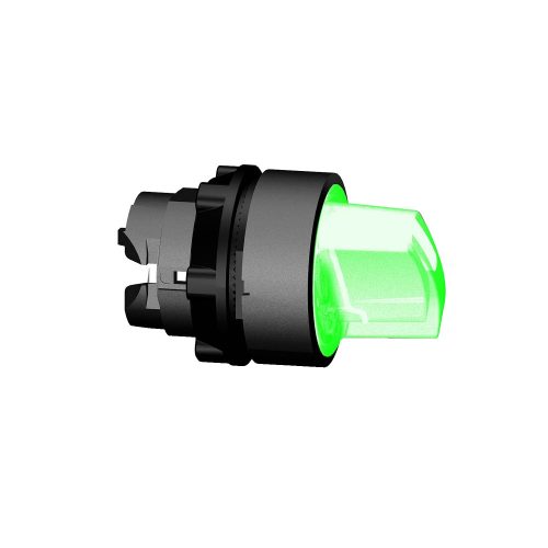 Harmony műanyag világító választókapcsoló fej, Ø22, 2 állású, zöld, jobbról visszatérő ZB5AK1433