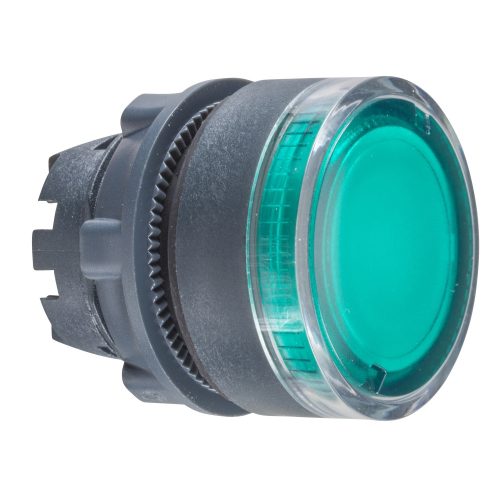 Harmony műanyag világító nyomógomb fej, Ø22, visszatérő, beépített LED-hez, zöld ZB5AW333
