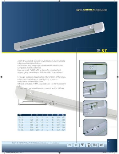 ST-130 1x30W lámpatest fénycsövel