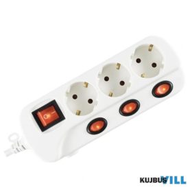   NVK 03K/WH Aljzatonként kapcsolós 3-as elosztó, 1,5m, fehér