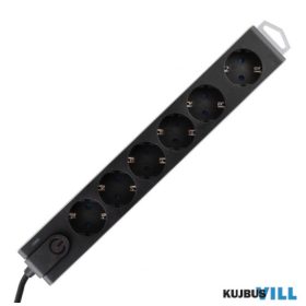  NVT 6K-3/BK Túlfeszültségvédett elosztó, 6 aljzat, fekete, 3 m