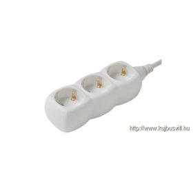 NV 3-3/WH/1,5 3-as elosztó, 3m, 3x1,5mm2, fehér