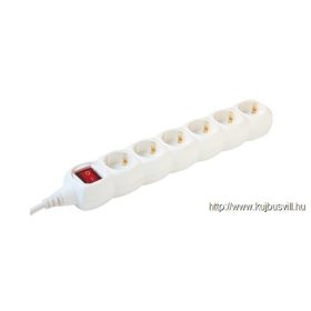 NV 6K-3/WH/1,5 6os elosztó 3m, 3x1,5mm2, fehér