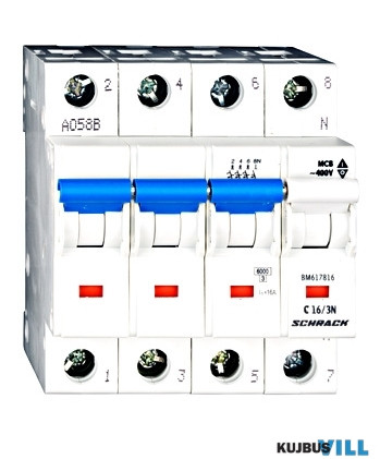 SCHRACK BM617816 Kismegszakító C16/3+N 6KA