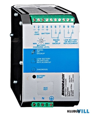 SCHRACK LP442405 Kapcsolóüzemű tápegység 230VAC/24VDC, 5A, akkutöltő funkc.