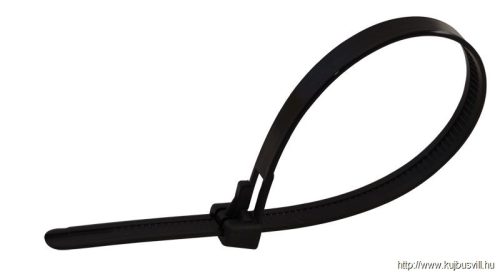 TRACON 351-NY Nyitható kábelkötegelő, fekete 350×8mm, D=10-100mm, PA 6.6