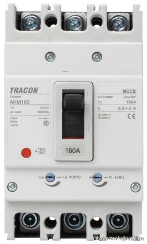 TRACON AKM1-125 Kompakt megszakító 3P,125A,Ir=(0,8-1,0)In,400/415V, 50/60Hz, Icu=36kA, Ics=25kA
