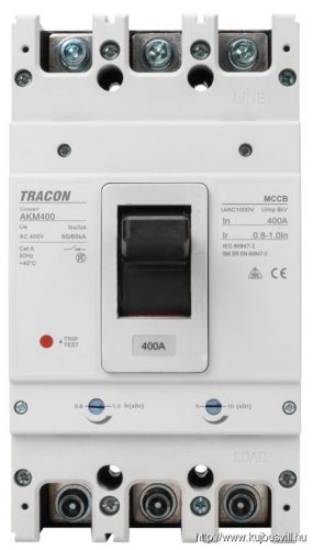 TRACON AKM3-400 Kompakt megszakító 3P,400A,Ir=(0,8-1,0)In,400/415V, 50/60Hz, Icu=50kA, Ics=35kA