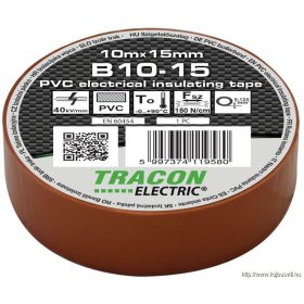   TRACON B10-15 Szigetelőszalag, barna 10m×15mm, PVC, 0-90°C, 40kV/mm