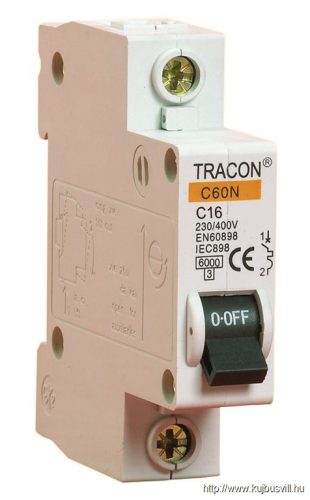 TRACON B60-50-1 Kismegszakító, 1 pólus, B karakterisztika 50A, 4,5kA