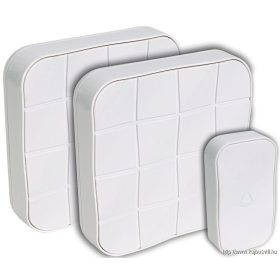   TRACON BELLW1-1V2 Vezeték nélküli csengő, négyzetes, 1 adó, 2 vevő 3×AA, 1×CR2032, IP44, 100m, 10 music